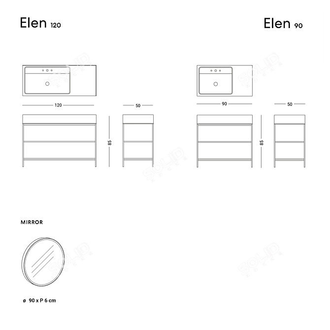 Elegant Elen Mirror + Acquifero Faucet 3D model image 3