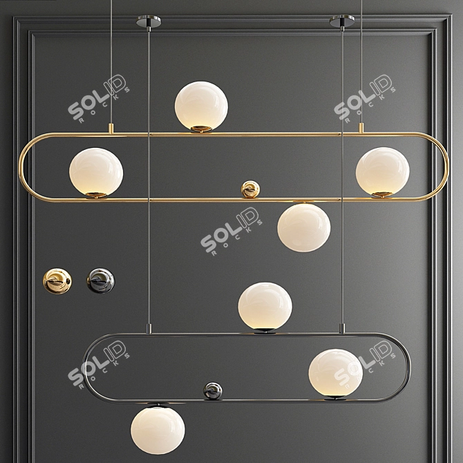 Elegant Oval Ring Chandelier 3D model image 1