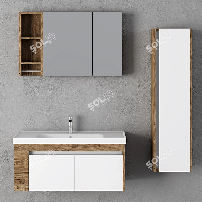 Sleek Bathroom Cabinet | No. 077 3D model image 2