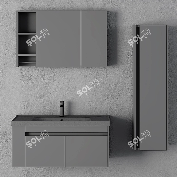 Sleek Bathroom Cabinet | No. 077 3D model image 3