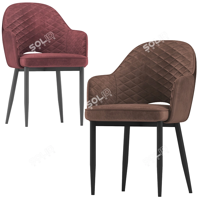 Luxury Velvet Diamond Chair 3D model image 2