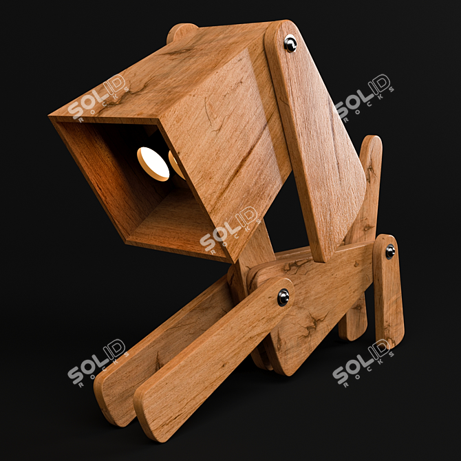 Wooden Puppy Table Lamp: Adjustable 4 Leg Design 3D model image 3