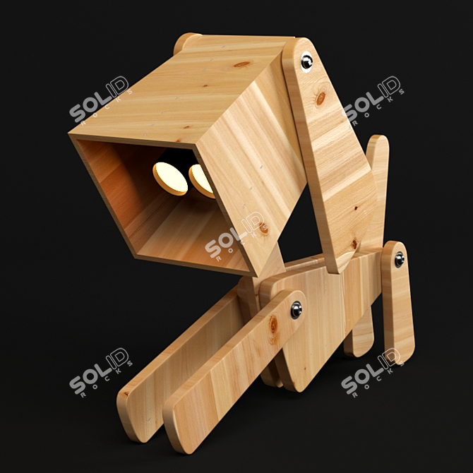 Wooden Puppy Table Lamp: Adjustable 4 Leg Design 3D model image 5