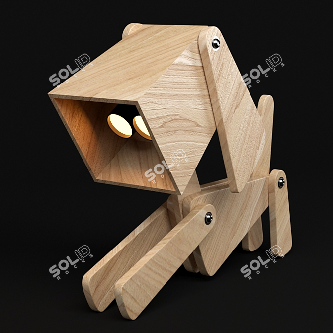 Wooden Puppy Table Lamp: Adjustable 4 Leg Design 3D model image 8