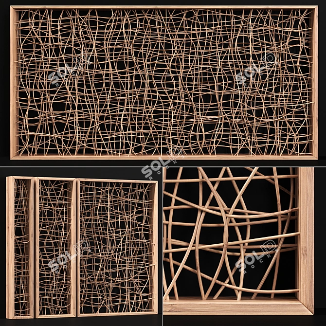 Wicker Wood Partition Divider 3D model image 1