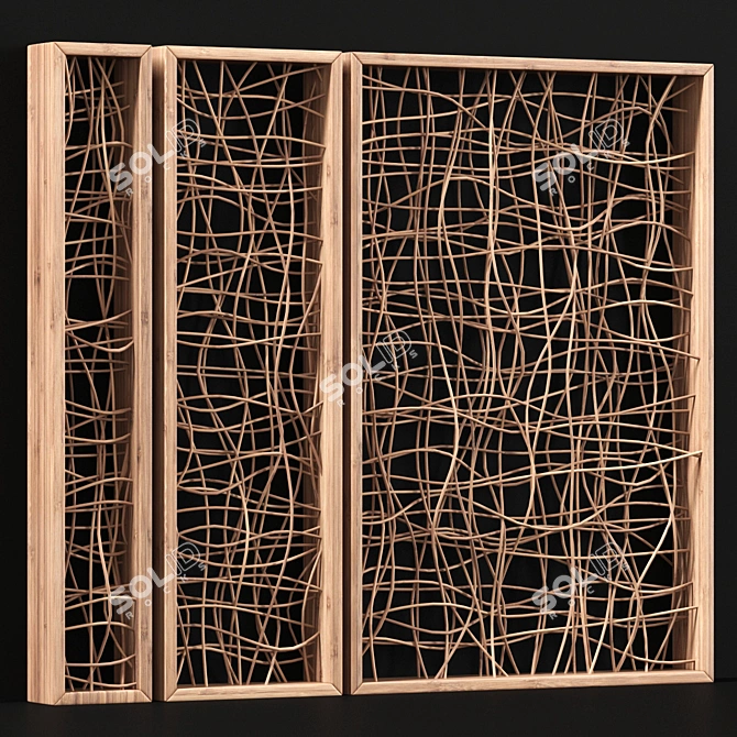 Wicker Wood Partition Divider 3D model image 2