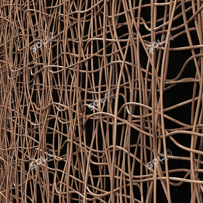 Wicker Wood Partition Divider 3D model image 3