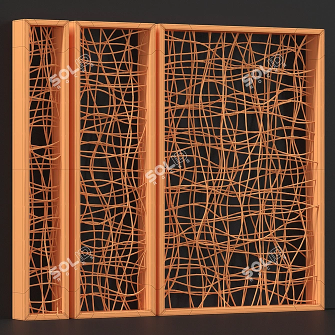 Wicker Wood Partition Divider 3D model image 4