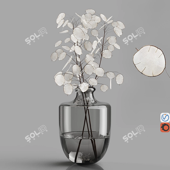 Dark Gray Tinted Glass Vase | H24 Hemase Collection 3D model image 1
