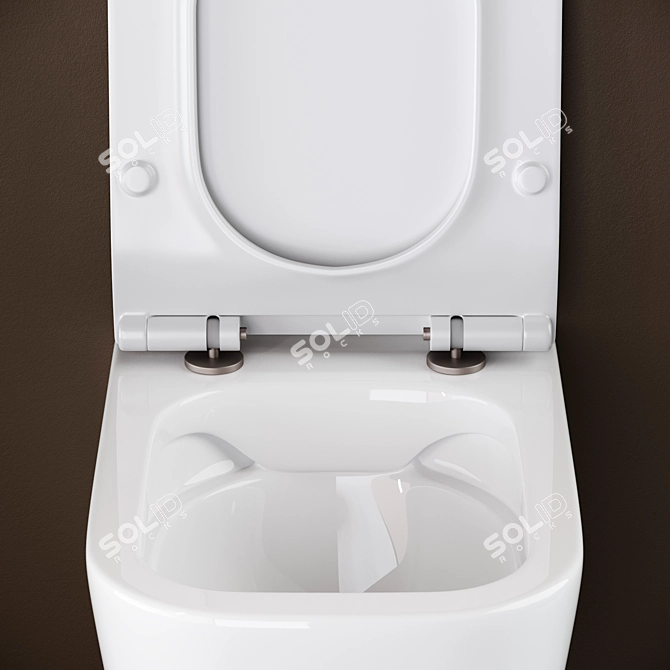 Sleek Wall-Mounted Toilet 3D model image 2