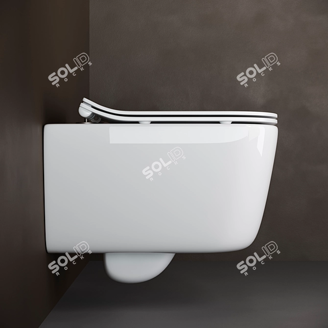Sleek Wall-Mounted Toilet 3D model image 3