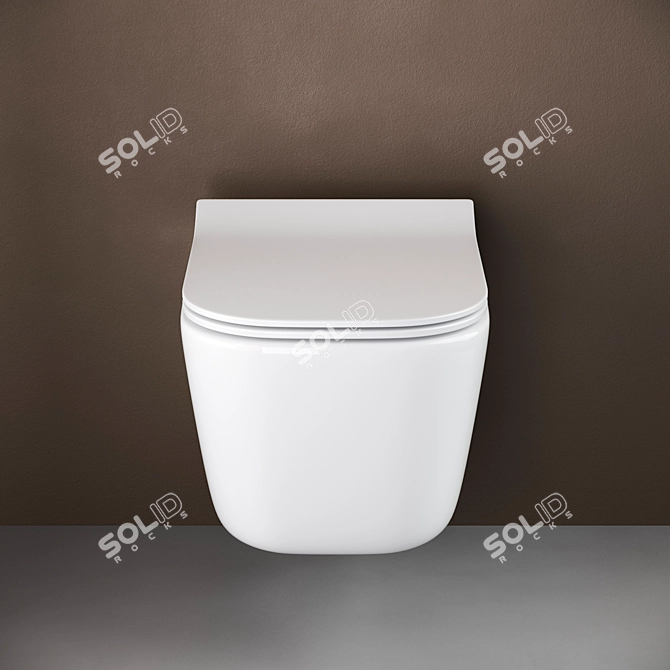 Sleek Wall-Mounted Toilet 3D model image 4