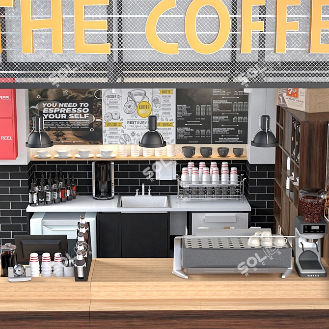 Modern Coffee Shop Scene 3D model image 3