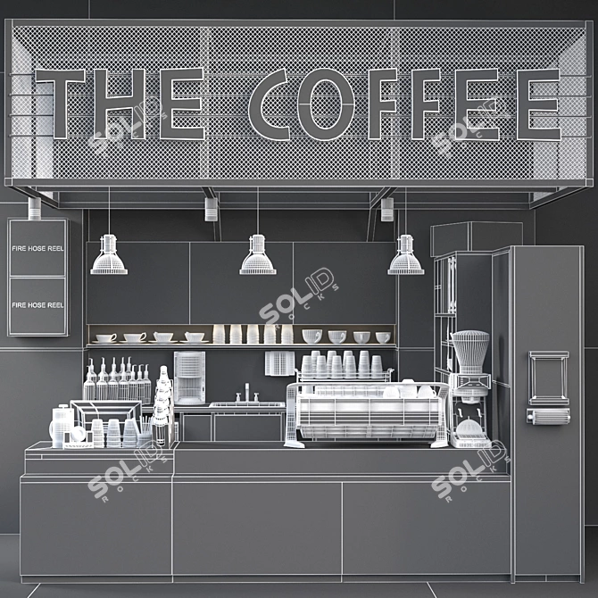 Modern Coffee Shop Scene 3D model image 4