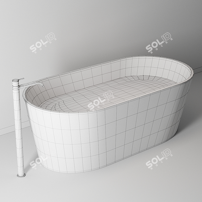 Elegant Oval Pietraluce Bay Bathtub 3D model image 4