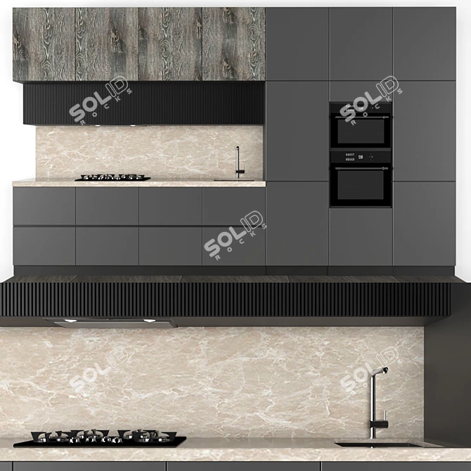 Title: Modern Kitchen Set: Blanco Faucet & LG Gas Hob 3D model image 2