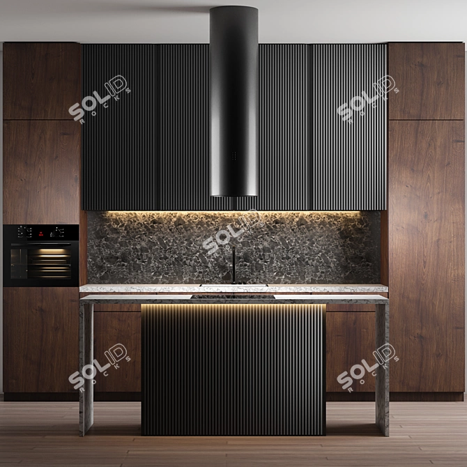 Sleek and Versatile Kitchen Set 3D model image 1