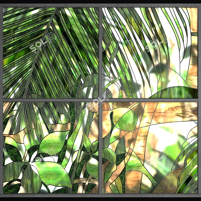 Tropical Paradise Stained-Glass Window 3D model image 2