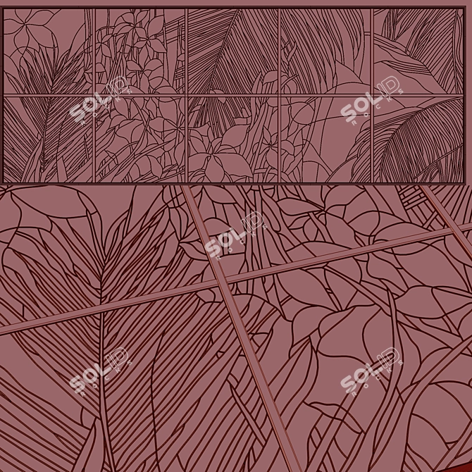 Tropical Paradise Stained-Glass Window 3D model image 3