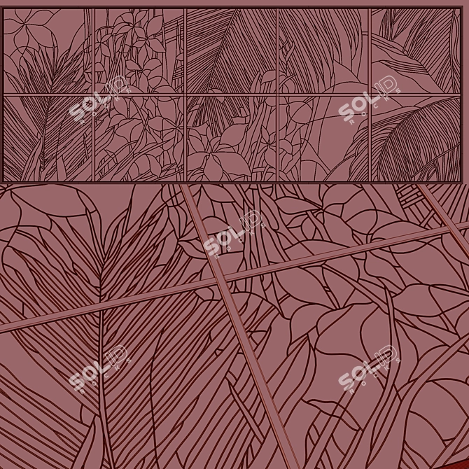 Tropical Paradise Stained-Glass Window 3D model image 5
