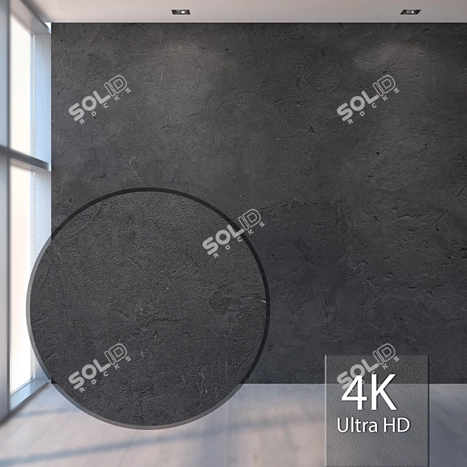 Sleek Black Concrete Texture 3D model image 1