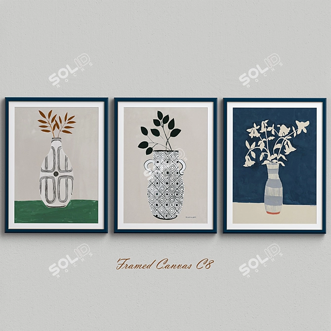 Aegean Vase Framed Canvas Set 3D model image 1