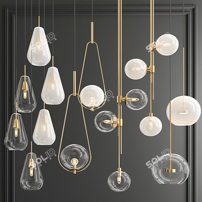 Ethereal Glow: Four Hanging Lights 3D model image 1