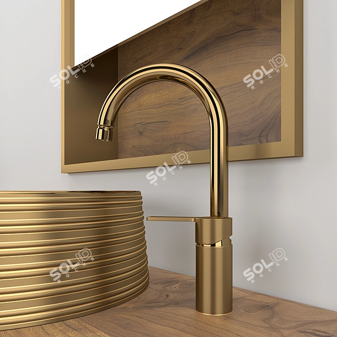 Luxury Golden Bathroom Furniture Set 3D model image 6