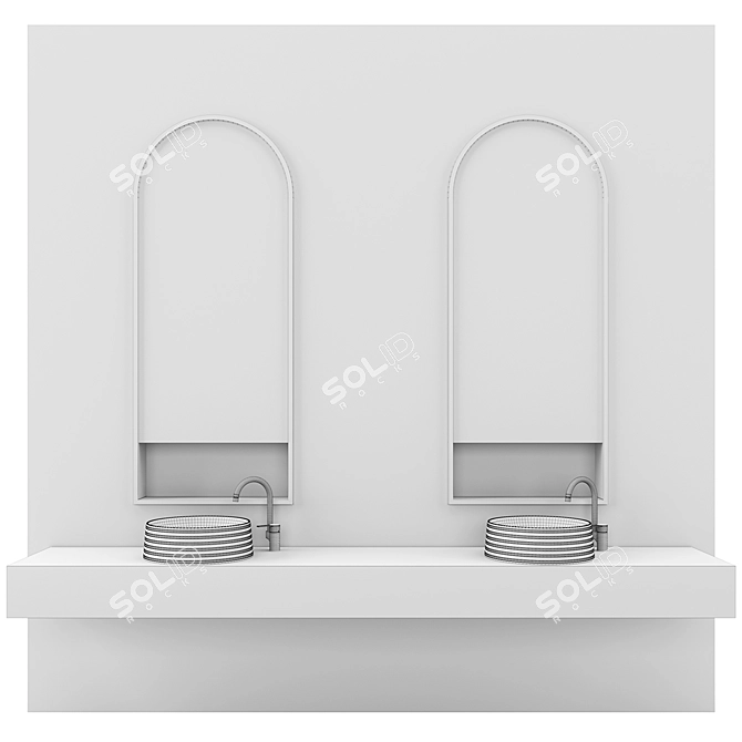 Luxury Golden Bathroom Furniture Set 3D model image 7