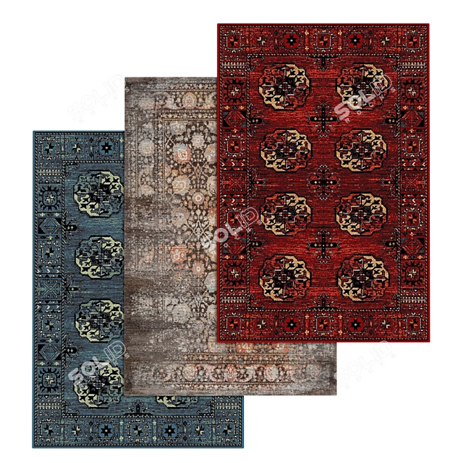 Luxury Carpet Set: High-Quality Textures 3D model image 1