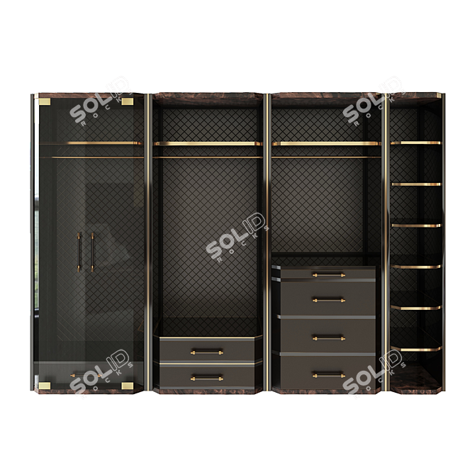 Contemporary Brass and Wood Closet 3D model image 1