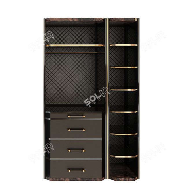 Contemporary Brass and Wood Closet 3D model image 2