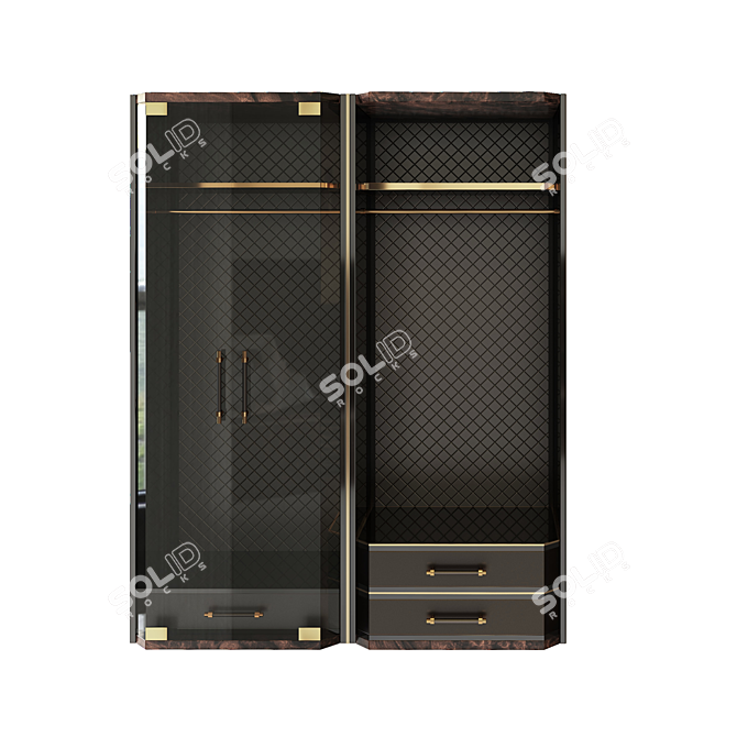 Contemporary Brass and Wood Closet 3D model image 3