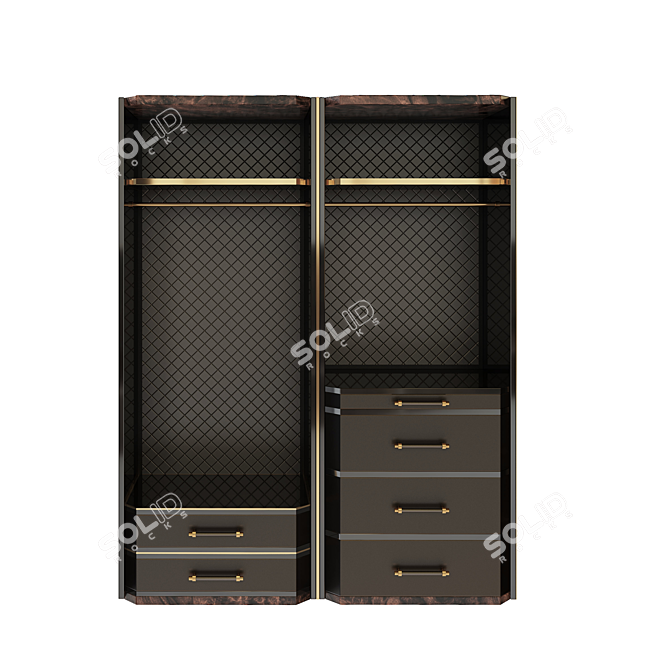 Contemporary Brass and Wood Closet 3D model image 4