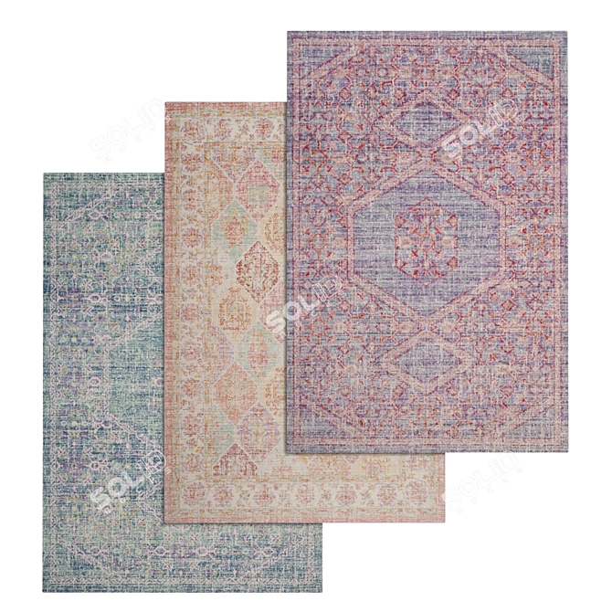 Versatile Carpets Set: High-Quality Textures 3D model image 1