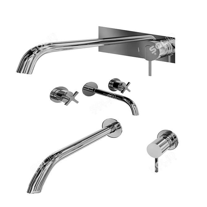 Hygienic Shower & Sink Combo 3D model image 2