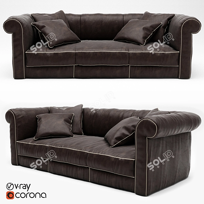 Luxury Baxter Alfred Soft Sofa 3D model image 5