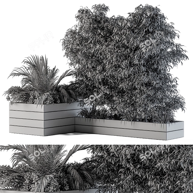 L Type Outdoor Plants Box 3D model image 3