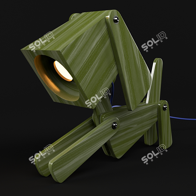 Adorable Puppy Wooden Table Lamp 3D model image 2