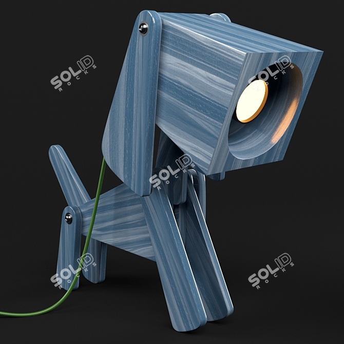 Adorable Puppy Wooden Table Lamp 3D model image 3