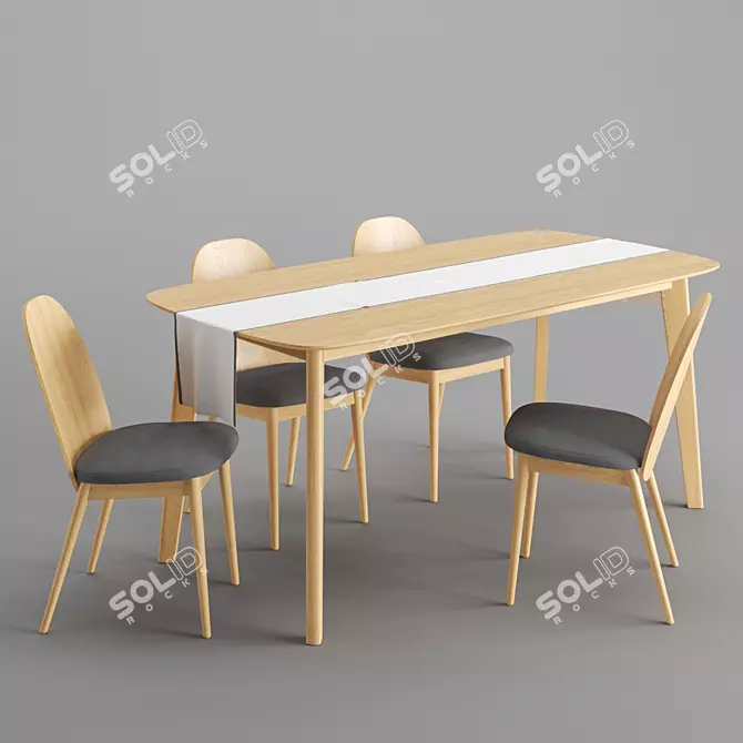 Modern Dining Set by La Redoute 3D model image 1