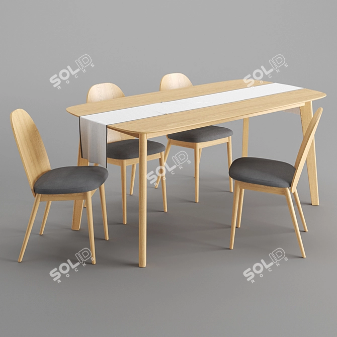 Modern Dining Set by La Redoute 3D model image 5