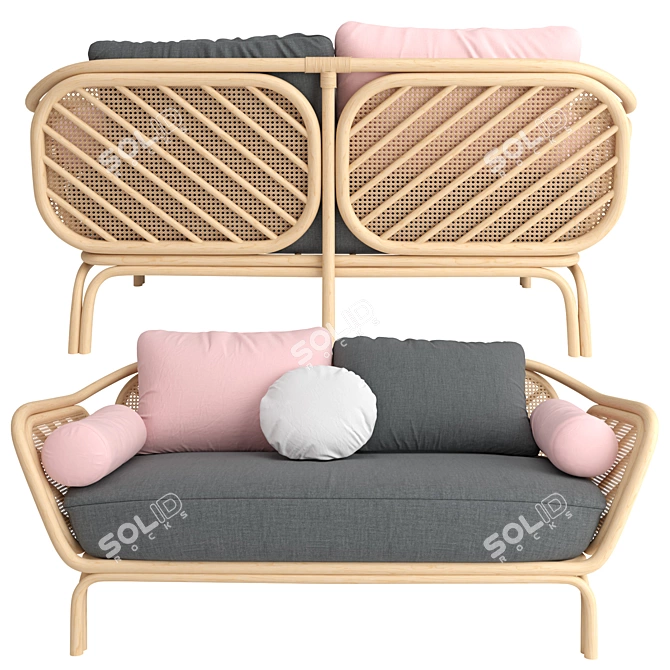 Luxury Rattan Sofa: Calme Bôa Edition 3D model image 1