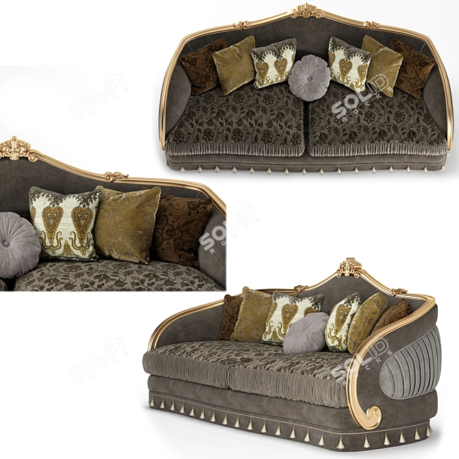 European Handmade Sofa: Furniture Masterpiece 3D model image 4