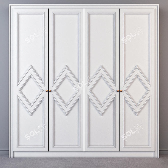 Elegant Ivory Wardrobe 3D model image 1