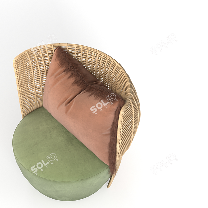 Modern Wood and Fabric Single Sofa 3D model image 3