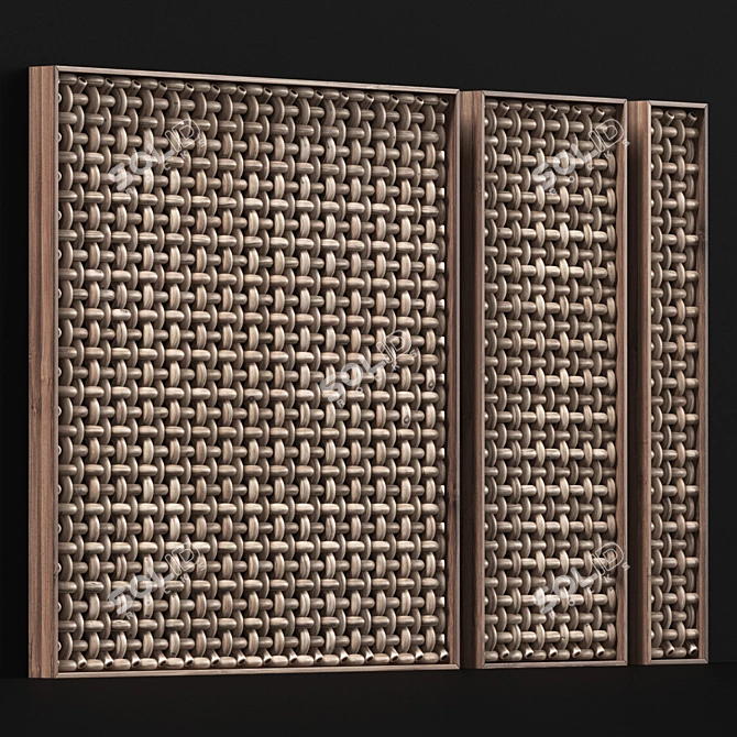 Wicker Wood Panel Frame: Stylish and Sturdy 3D model image 2