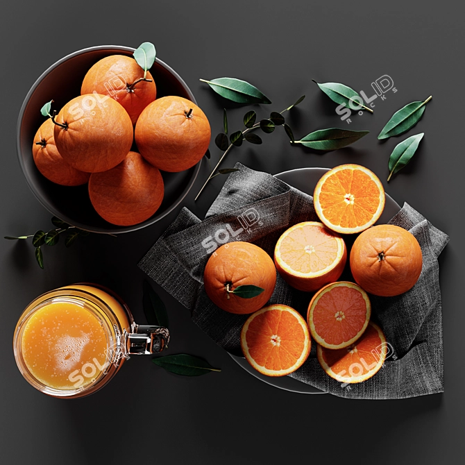 Citrus Oasis: Stunning Table Setting 3D model image 1