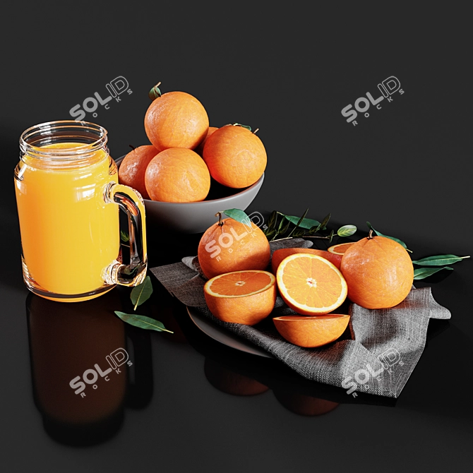 Citrus Oasis: Stunning Table Setting 3D model image 3