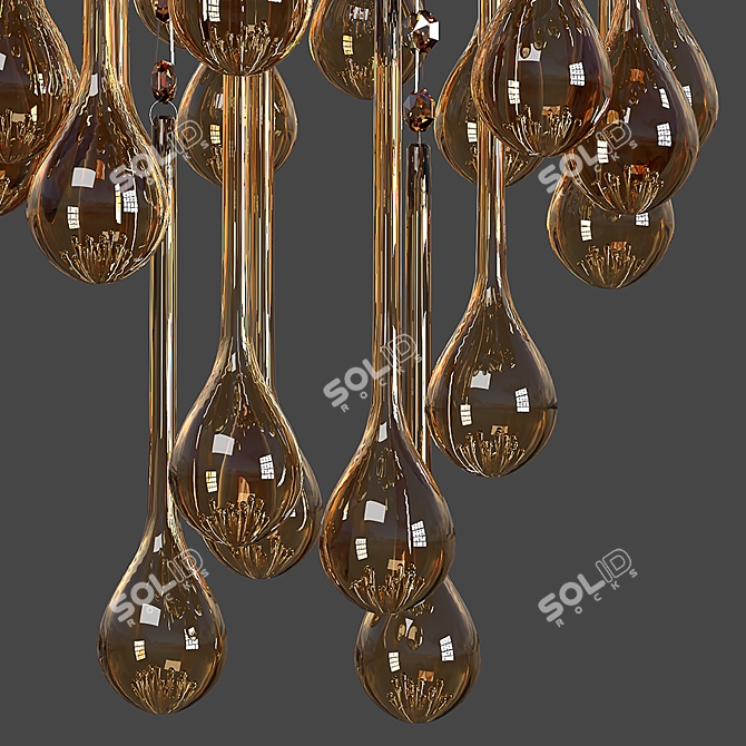 Cloth Strips Chandelier: Crystal Elegance 3D model image 2